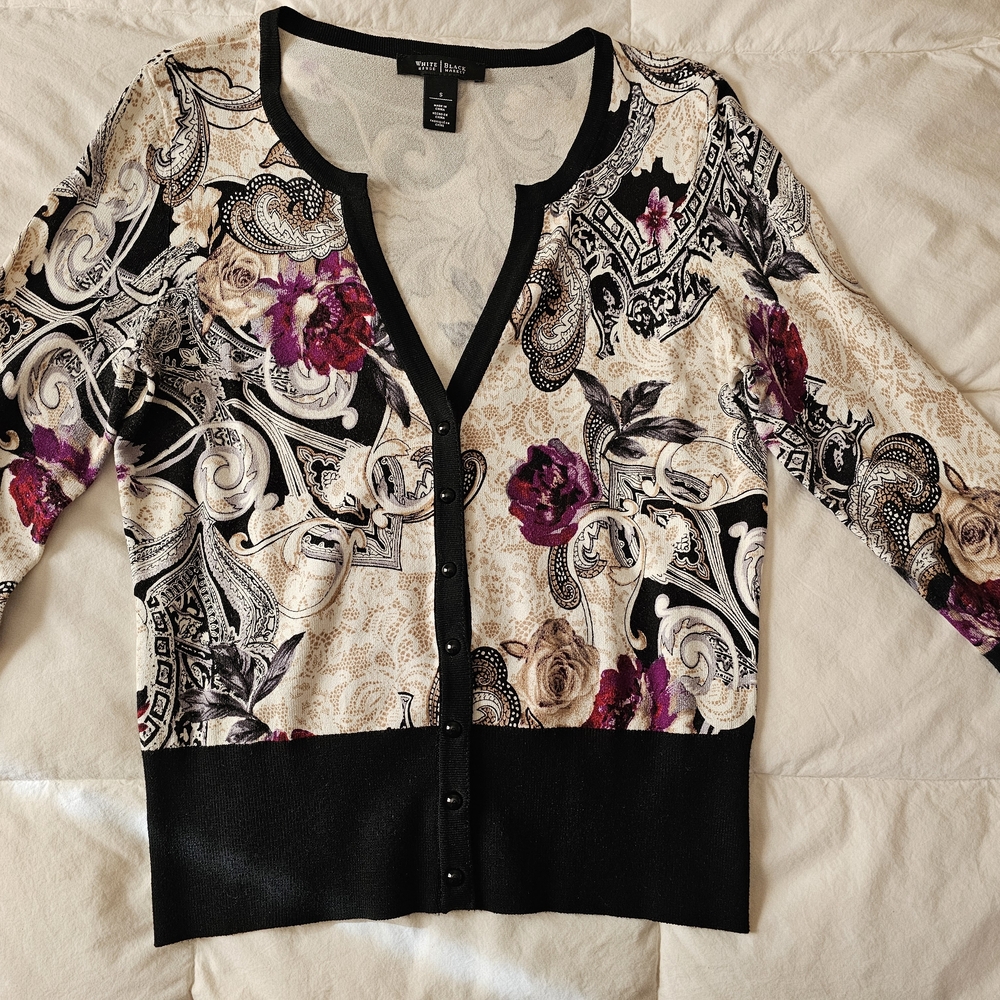 White House Black Market Multicolor Patterned Cardigan